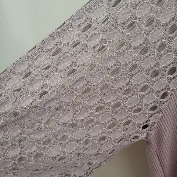 💥3 For $20💥 Miholl Women Large Waffle Knit Lace Balloon Long Sleeve Gray - Picture 3 of 6